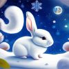 cute white bunny in snow Diamond With Numbers