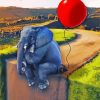 elephant and red balloon Diamond Paints