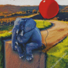 elephant and red balloon Diamond Paints