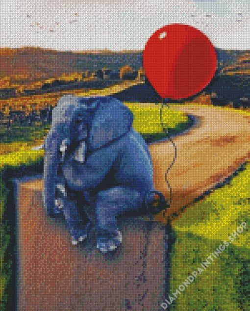 elephant and red balloon Diamond Paints