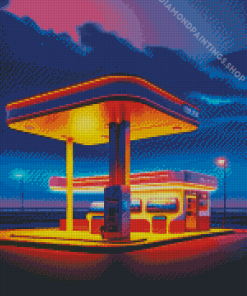 neon gas station Diamond Paintings