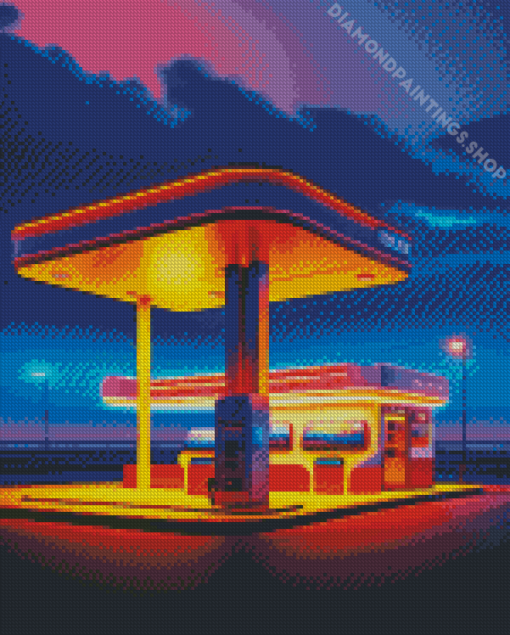 neon gas station Diamond Paintings