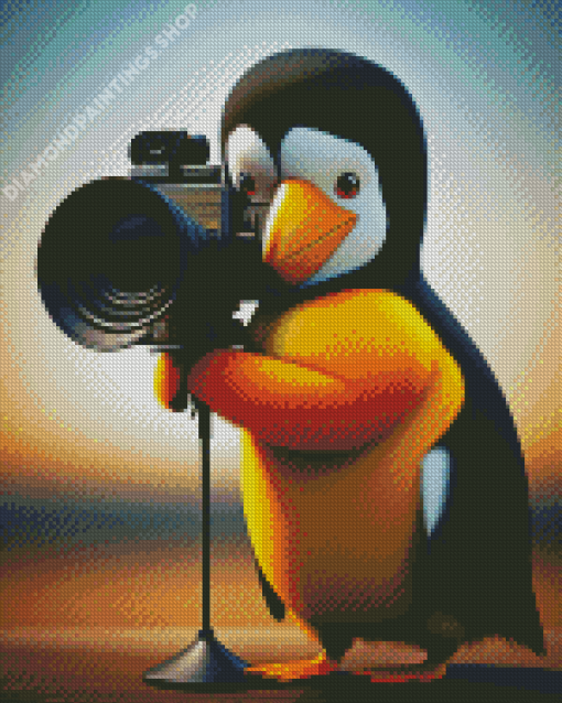 penguin the camera man Diamond Paintings