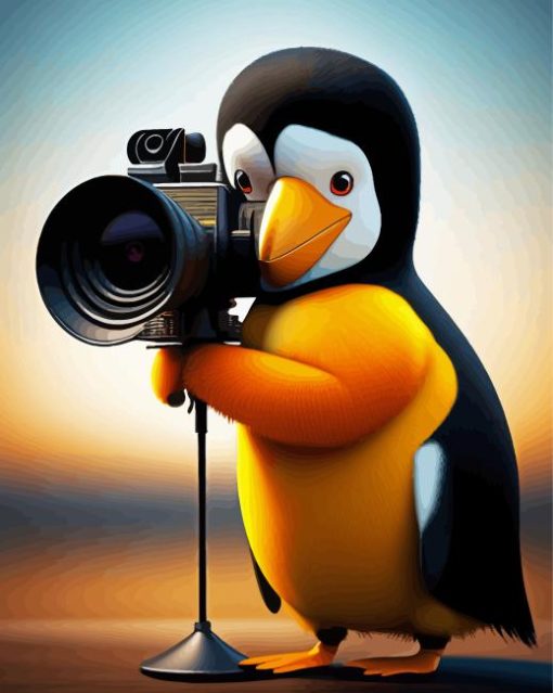 penguin the camera man Diamond Paintings