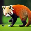 red panda playing golf Diamond Paintings