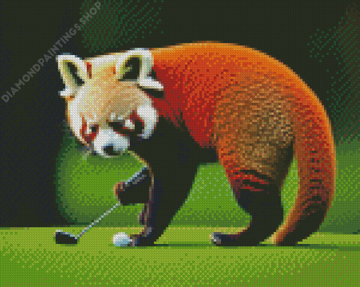 red panda playing golf Diamond Paintings