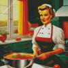 retro lady in the kitchen Diamond Dotz