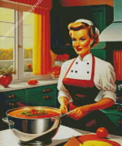 retro lady in the kitchen Diamond Dotz