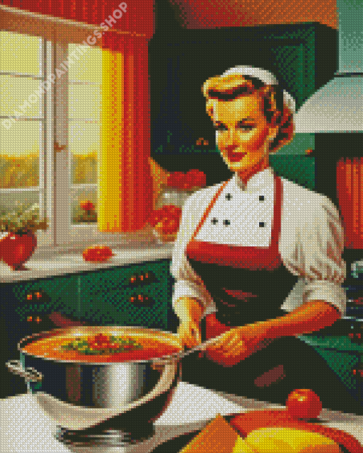 retro lady in the kitchen Diamond Dotz