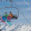 snowboarders on Ski lift Diamond Dotz