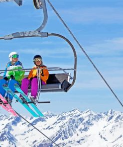 snowboarders on Ski lift Diamond Dotz