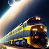 yellow space train art Diamond With Numbers