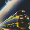 yellow space train art Diamond With Numbers