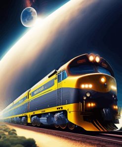 yellow space train art Diamond With Numbers