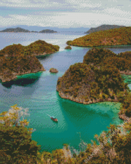 Boat in Raja ampat Diamond Paintings