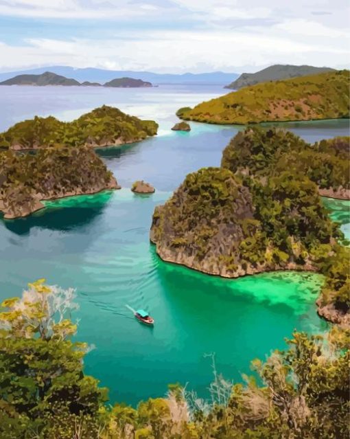 Boat in Raja ampat Diamond Paintings