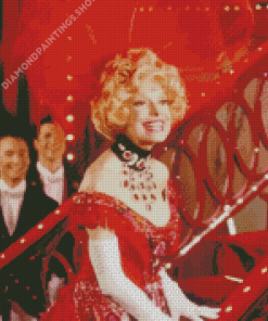 Carol Channing in Red Diamond With Numbers