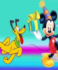 Disney Mickey and pluto birthday Diamond With Numbers