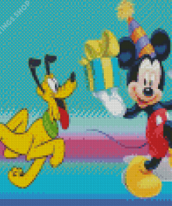 Disney Mickey and pluto birthday Diamond With Numbers