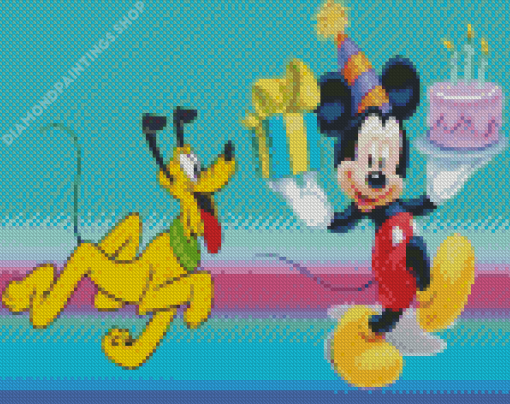 Disney Mickey and pluto birthday Diamond With Numbers