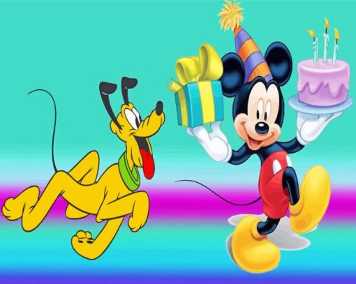 Disney Mickey and pluto birthday Diamond With Numbers