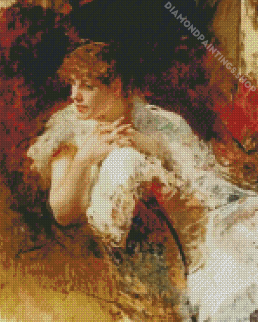 Neapolitan Lady by Giuseppe De Nittis Diamond With Numbers