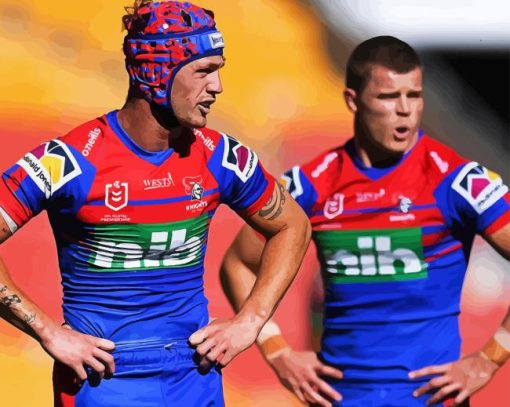 Newcastle Knights Players Diamond With Numbers