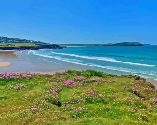 Polzeath Beach Cornwall Diamond By Numbers