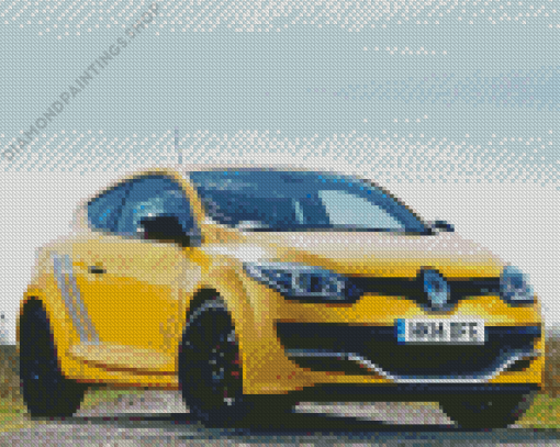 Renault Megane yellow car Diamond With Numbers