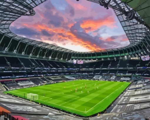 Tottenham Hotspur Stadium with pink clouds view Diamond Dotz