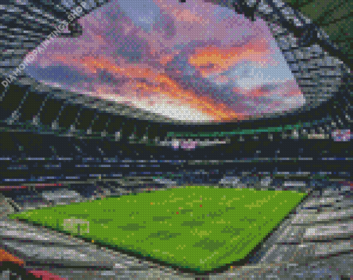 Tottenham Hotspur Stadium with pink clouds view Diamond Dotz