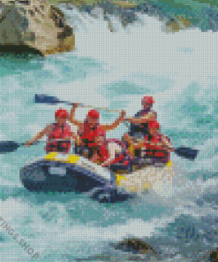 Whitewater Rafting Sport Diamond With Numbers