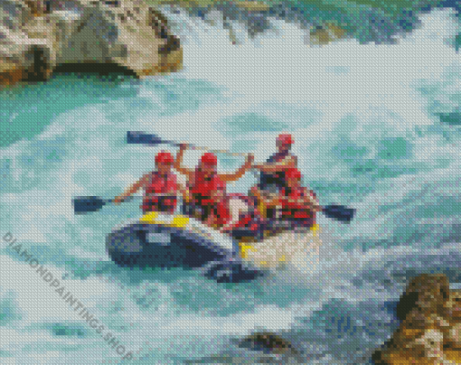 Whitewater Rafting Sport Diamond With Numbers