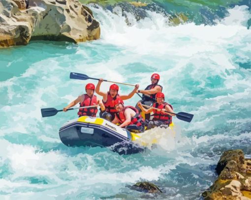 Whitewater Rafting Sport Diamond With Numbers