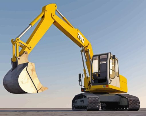 Yellow excavator Diamond With Numbers