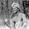 black and white african woman smoking pipe Diamond Paintings