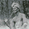 black and white african woman smoking pipe Diamond Paintings