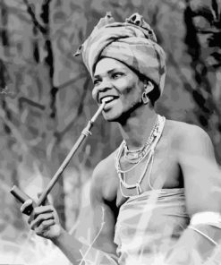 black and white african woman smoking pipe Diamond Paintings