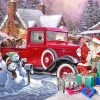 christmas with red truck and santa claus Diamond Paintings