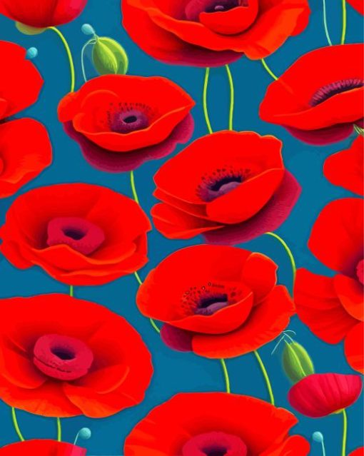 cool Red poppies Diamond Paintings