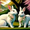 floral white bunnies Diamond Dotz