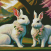 floral white bunnies Diamond Dotz