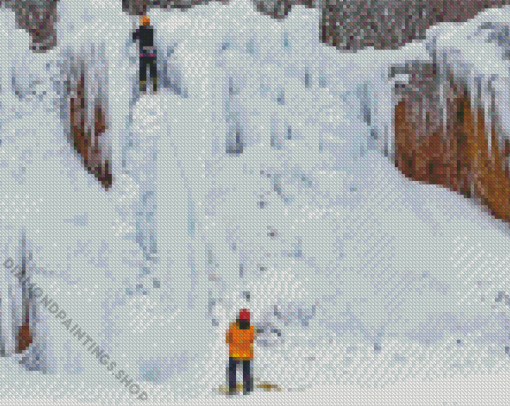 glace montreal Ice climbing Diamond With Numbers