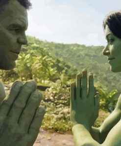 hulk with she hulk disney marvel Diamond With Numbers