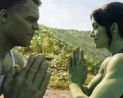 hulk with she hulk disney marvel Diamond With Numbers