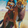 lion and beautiful black girl Diamond Paints