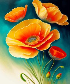 orange poppies Diamond Paintings