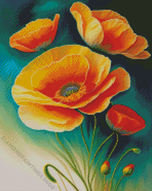 orange poppies Diamond Paintings