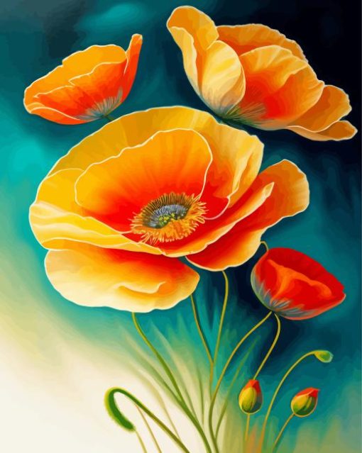 orange poppies Diamond Paintings