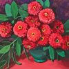 red zinnias flowers by Jane peterson Diamond By Numbers